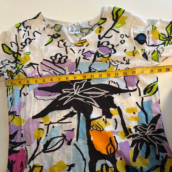 Parsley & Sage Colorful Doodle Sketch Tee Womens Small Lagenlook Boho Artsy Top - Picture 8 of 9